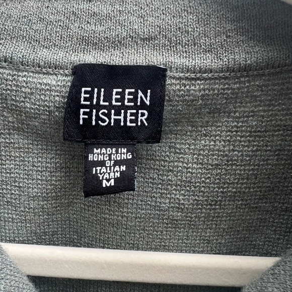 *Imperfect* Eileen Fisher Sweater Women's Medium Gray Full Zip 100% Wool - Picture 7 of 12